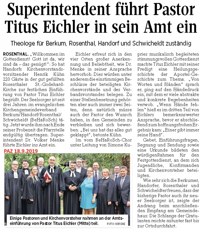 2019.09.18 PAZ - Einführung Pastor Eichler 